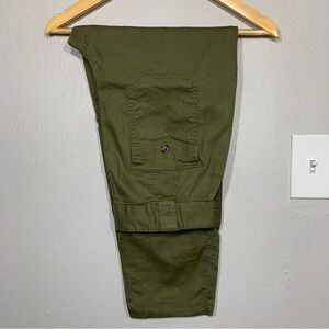Banana Republic Green Utility Pants Linen Blend Slim Stretch Ankle Crop‎ Size 10